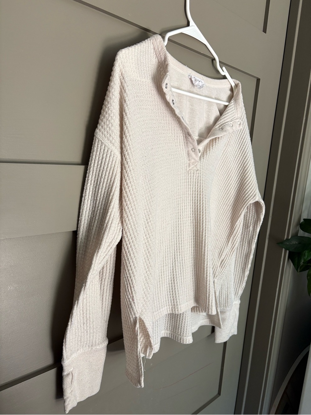 Olive & Oak Cream Waffle Henley Pullover